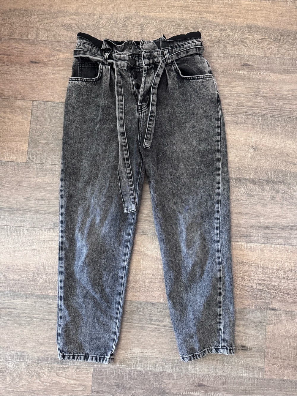 We The Free • High Waisted Jeans • Tie Waist • High Rise • Black Washed • 28